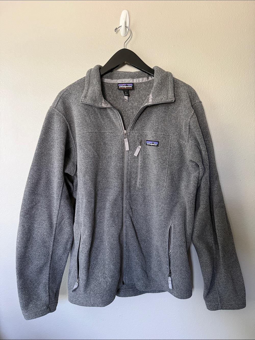 Patagonia Men’s Classic Synchilla Fleece Full Zip Jacket Gray Size Medium